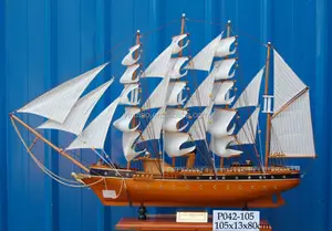 木製背の高い船モデル、茶色105x13x80cm "USS CONSITUTION" 、木製帆船モデル、有名な船の帆船の複製モデル