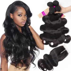 CELIE Grade 10A Wholesale Unprocessed 100% Brazilian Human Hair Virgin Body Wave Mink Brazilian Hair with Lace Closure