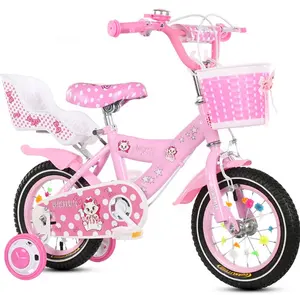 beautiful girl style cartoon kid' bicycle 4 wheels kids bike with doll tool carrier