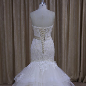 XF1013 muestra real de moldeado sin tirantes de la trompeta del organza vestido de novia para la novia - Product Image 6