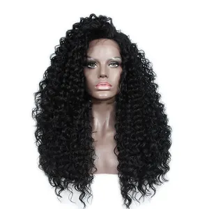 100% human hair wig 16inch side parting afro kinky curly remy human hair lace front wigs indian natural hairline and baby hair
