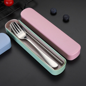 Ensemble de <span class=keywords><strong>3</strong></span> <span class=keywords><strong>couverts</strong></span> de voyage en acier inoxydable avec étui, fourchette, cuillère et baguettes réutilisables - Product Image 6