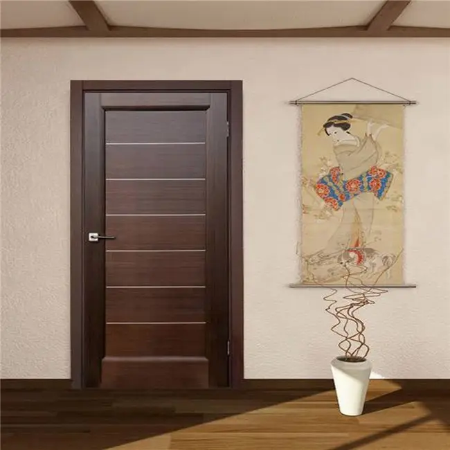 ホーム木製ドア製造機木製シングルドア花デザイン安全ドア