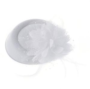 خمر قبعة من الصوف اللؤلؤ ريشة زهرة مشبك شعر أسود دوت شبكة كبيرة الحجاب غطاء الرأس - Product Image 3
