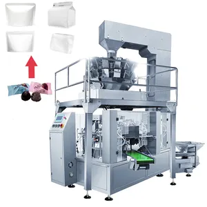 Automatic Premade Bag Doypack Bonbon Ice Gummy Jelly Lollipop Cotton Candy Chocolate Packaging Machine