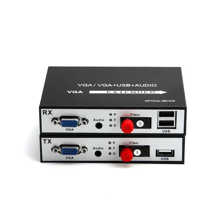 VGA Convertitore Ottico + USB + 1 Canale Stereo Audio VGA Fibra Ottica Extender