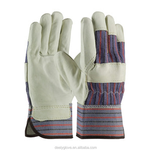 Least wholesale trade fur leather pigskin gloves job canadien with cotton band my back - Product Image 4