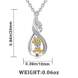 925 Sterling Perak Jantung Ibu Hari Hadiah Berlian Imitasi Aku Mencintaimu Ibu Kalung Liontin - Product Image 5