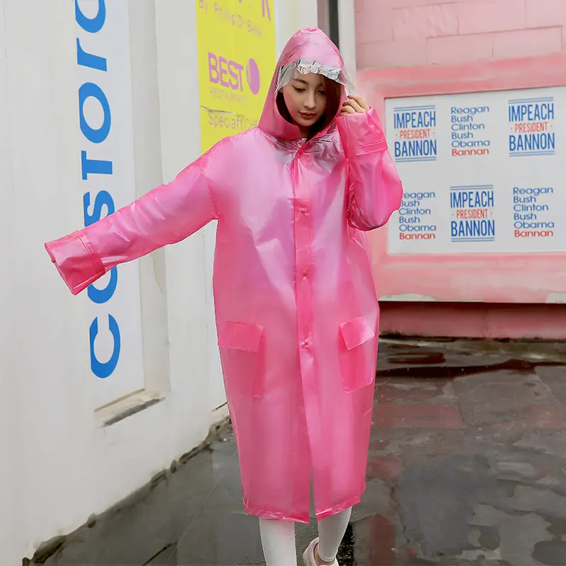 Custom Waterproof Hooded Reusable Rain Poncho PVC Rain Coat