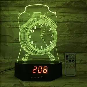 Horloge créative design avec horloge base commutateur tactile à distance fonction disponible 7 couleurs en option LED lampe de nuit