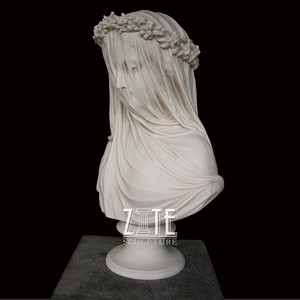 Busto de mujer con velos de mármol de piedra blanca de diseño clásico estatua