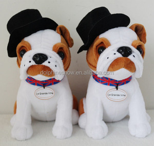 Peluche de perro Bulldog marrón, Animal de peluche de marca, LOGO personalizado, suave, para niños, Bulldog francés