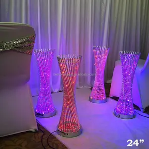 Torre de luz led alta 24 ", centro da torre espiral para decoração de festa de casamento, casa