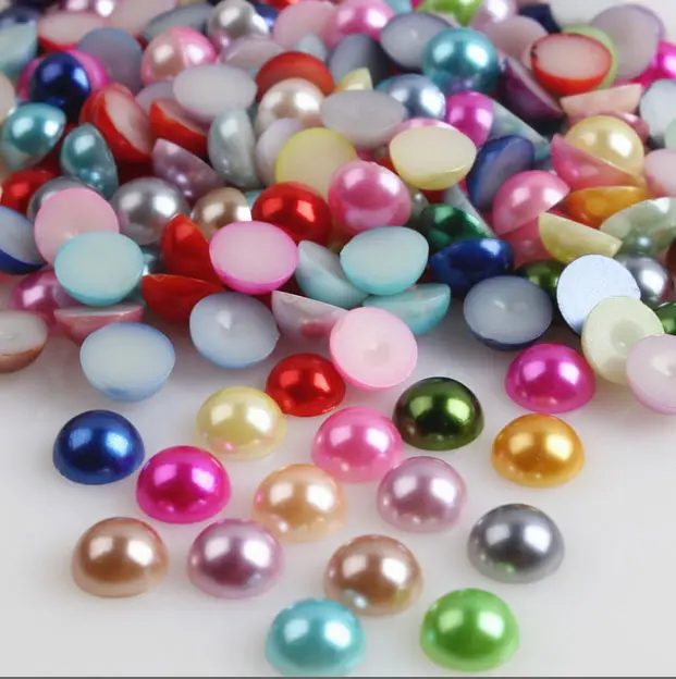 Flat back ABS plastic acrylic half round pearl wholesale Nail Pearl Mobile Beauty Pearl