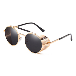 2024 yeni Retro Steampunk <span class=keywords><strong>Metal</strong></span> yuvarlak çerçeve güneş gözlüğü Unisex polarize güneş gözlükleri özel Logo erkekler kadınlar özel etiket moda - Product Image 1