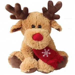 Animal de peluche alce de peluche de Navidad con la bufanda roja de moda nuevo regalo de Navidad personalizado OEM lindo de los niños de La felpa renos Ciervo de peluche de juguete