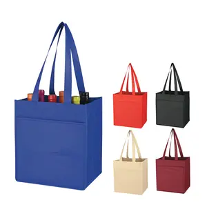 Five Colors Option Non-Woven 6 Bottle Wine Tote Bag