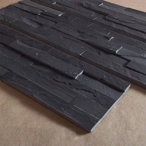 Decorative black ledge stacked culture wall cladding slate stone