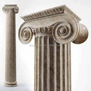 Classic Roman Ionic order style hand made natural stone marble columns pillars for construction building house decoration