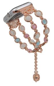 Ciondoli luminosi di lusso fatti a mano braccialetto di perle donne gemme pietre cinturini per cinturini per orologi intelligenti per cinturino <span class=keywords><strong>Apple</strong></span> 8 7 <span class=keywords><strong>49mm</strong></span> 45mm 40mm - Product Image 5