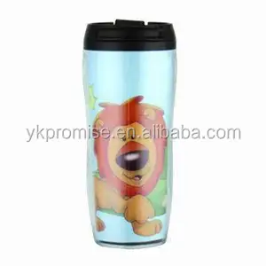 แก้วท่องเที่ยวพลาสติก DIY Photo Travel Mug ใส่รูปภาพของคุณเอง12OZ Flip Top