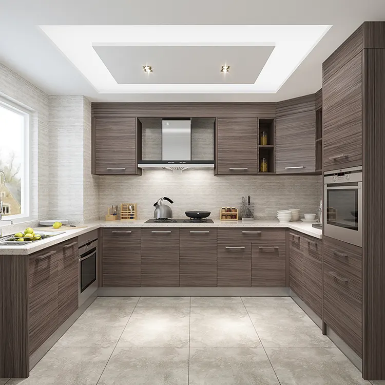 Prodeco Furniture Gloss tinggi lemari dapur menggantung Modular lemari dapur desain untuk proyek