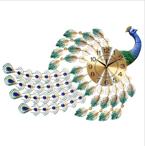 Horloge murale décorative en forme de paon de vente chaude