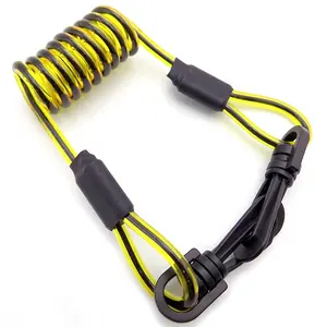 Factory custom PU spring coil tool fishing lanyard with plastic hook for safety