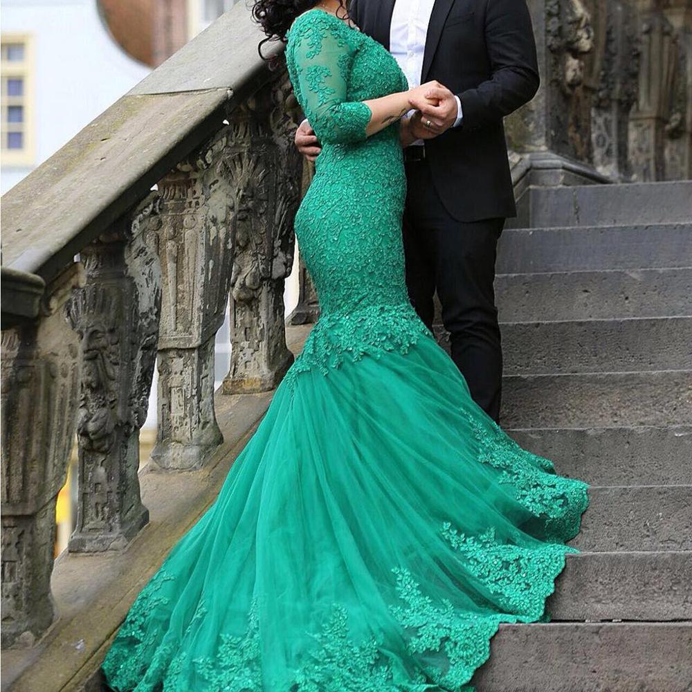 islamic long dress 2017 Amira Sequined Silk Emerald Green Islamic Formal Long Dress