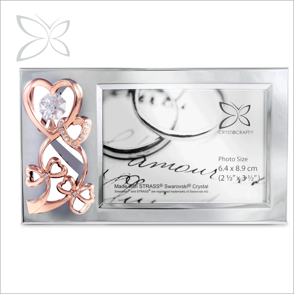 Crystocraft Роскошный Кристалл Роза цветок 2R Свадебная фоторамка розовое золото покрытый металлом с кристаллами бриллиантовой резки