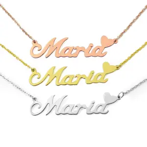Custom Gold Rose Gold Silver Available Maria Letter Name Pendant Necklace Alphabet