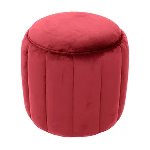 Классическая мебель для спальни, круглый стул для гостиной, ярко-красная ткань, пуф, пуф