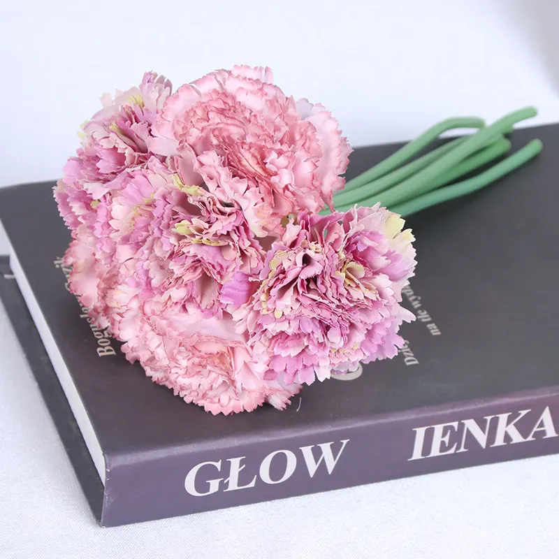 Hot sale real touch silk artificial carnation flower bouquet