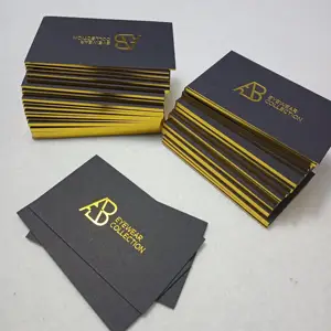 Custom luxury black gold foil recycled business card printing with golden border / edge