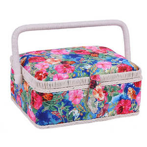 Sew Value Folk Style Household Fabric <strong>Sewing</strong> <strong>Basket</strong> With Large Storage Place - Product Image 1