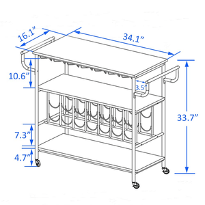 <span class=keywords><strong>Chariot</strong></span> en bois de style rustique industriel pour la cuisine, porte-bouteilles à vin long et large pour 14 bouteilles, accessoire ménager - Product Image 6