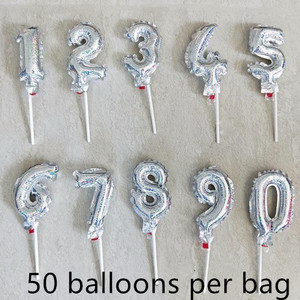 5 pouces Vente Chaude Mini Taille 0 À <span class=keywords><strong>9</strong></span> Numéro Argent Or Feuille Ballon Pour La Décoration De Gâteau - Product Image 1