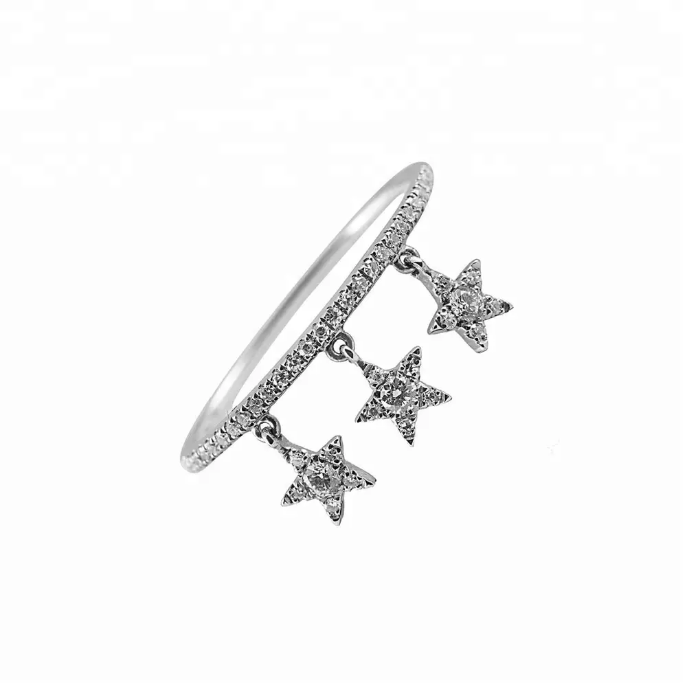brass silver plated wholesale jewelry micro pave cz engagement band cute star charm charming ring