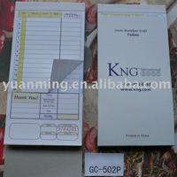 Carnet de commandes Yuanming pour serveurs de restaurants et hôtels avec pages lignées pour reçus
