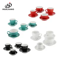 Personalisierte farbige glasierte keramik espresso kaffee porzellan tasse und untertasse set