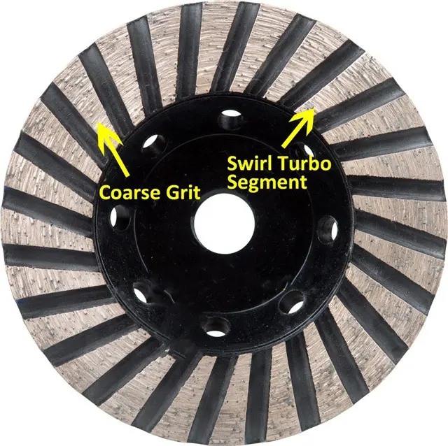 4 "beton Turbo elmas taşlama kupası tekerlek üç sıralı Turbo kupası disk değirmeni açı öğütücü 12 Segs ağır hizmet