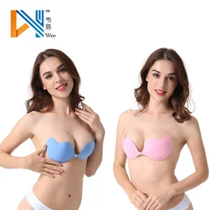 Soutien-gorge Invisible en Silicone réutilisable, une pièce, Sexy, dfp, fermeture frontale, Push Up, adhésif