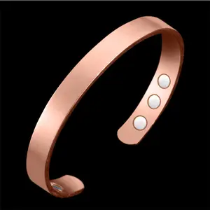 Di Rame di alta Qualità 18K Placcato Oro Semplice Magnete di Salute di Energia Aperta Del Braccialetto Del Braccialetto - Product Image 1