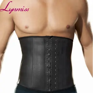 Vedette-corsé de compresión de látex para hombre, moldeador de cuerpo hecho a medida, entrenador de cintura con 3 ganchos