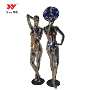 Fiberglass Chrome Abstract Silver Female Full Body Mannequins For Sale