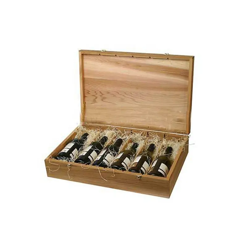 High Quality Wooden Wine Packing Box 6 Bottle Flat Wooden Wine Box