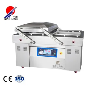 Stainless Steel Automatic Gas Nitrogen Pembilasan Double Chamber Vacuum Sealer Sealing Mesin untuk Makanan Kering Daging Ikan