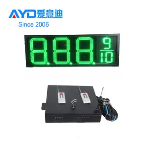 Iron Waterproof Case Gas Station 12inch Green Color Outdoor LED 7 Segment Price Display
