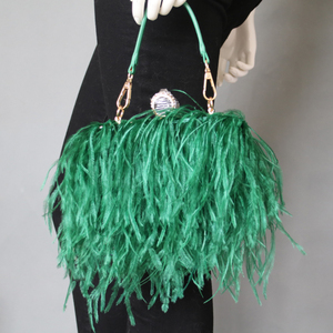<span class=keywords><strong>Bolso</strong></span> de mano con correa de pelo de avestruz, <span class=keywords><strong>bolso</strong></span> de mano para <span class=keywords><strong>fiesta</strong></span>, pluma, estilo moderno - Product Image 3