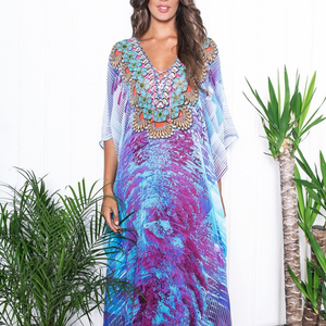 Caftan <span class=keywords><strong>en</strong></span> soie à imprimé floral, vente <span class=keywords><strong>en</strong></span> gros, <span class=keywords><strong>robe</strong></span> Katfan, caftans - Product Image 1